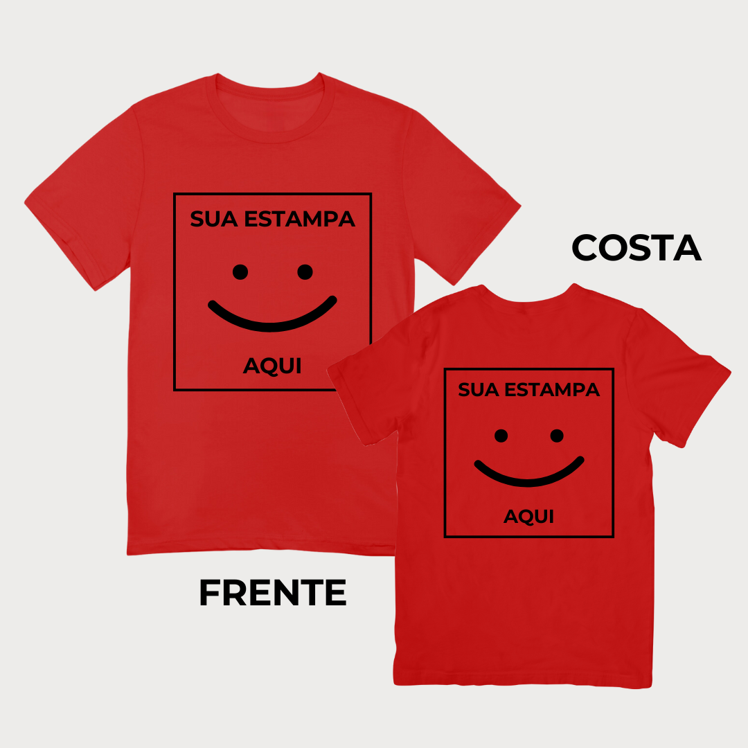Camiseta 100% algodão T-Shirt 30.1 + ESTAMPADA FRENTE E COSTA Penteado