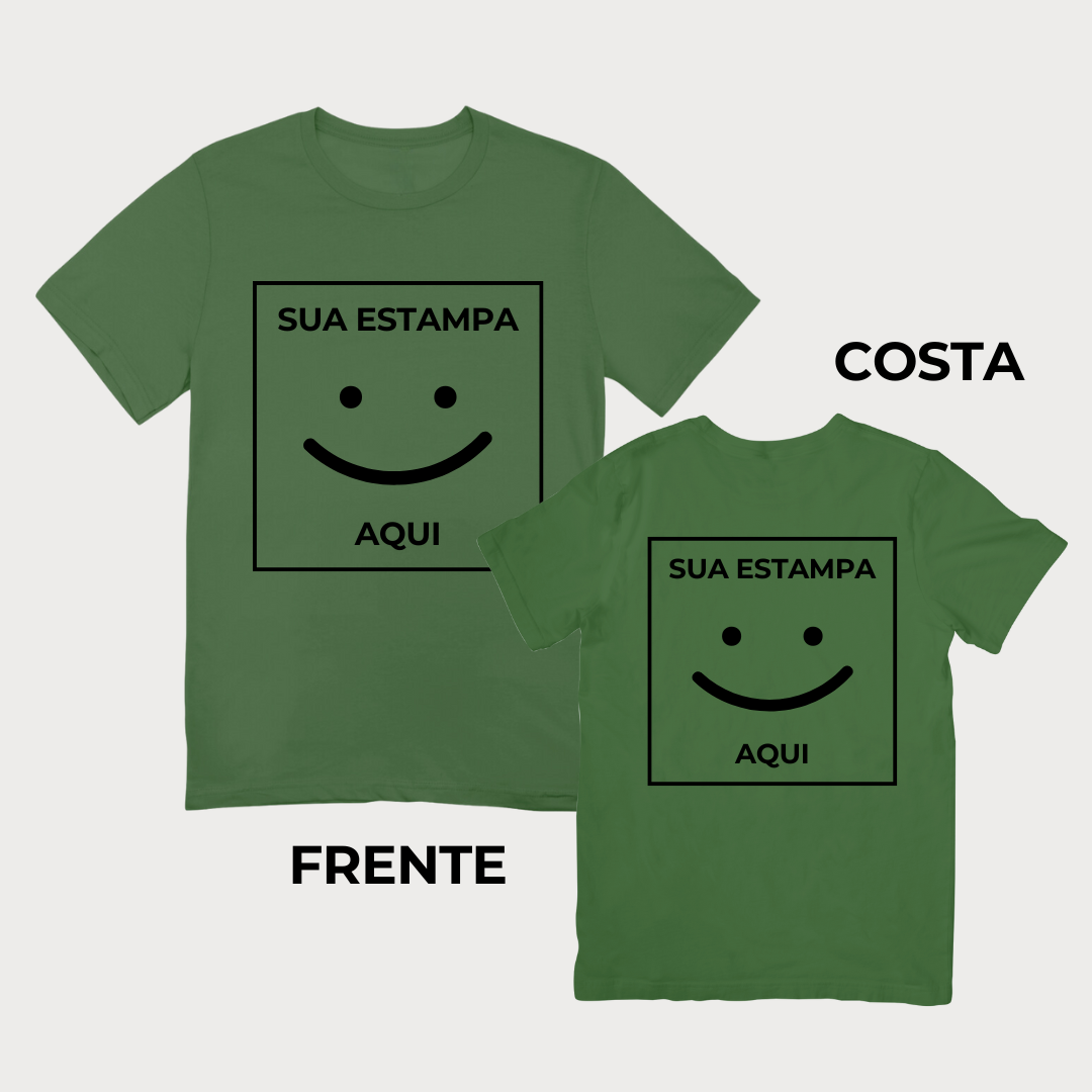 Camiseta 100% algodão T-Shirt 30.1 + ESTAMPADA FRENTE E COSTA Penteado