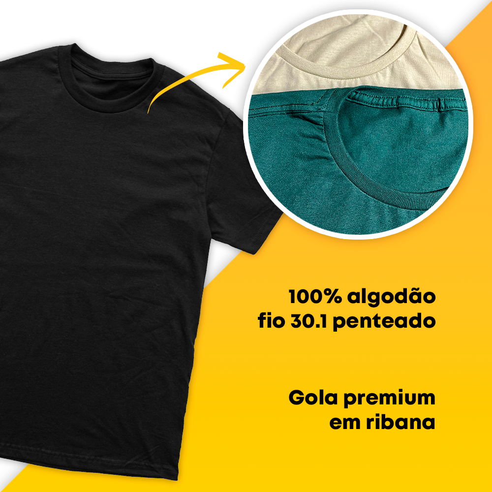 Camiseta 100% algodão T-Shirt 30.1 + ESTAMPADA FRENTE E COSTA Penteado