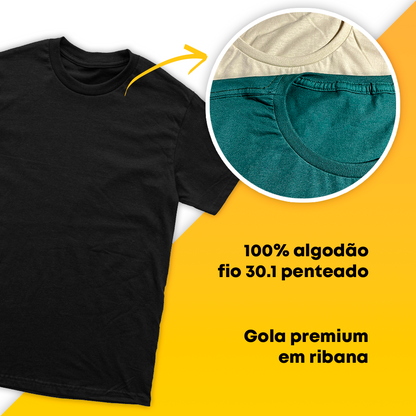 Camiseta 100% algodão T-Shirt 30.1 + ESTAMPADA FRENTE E COSTA Penteado