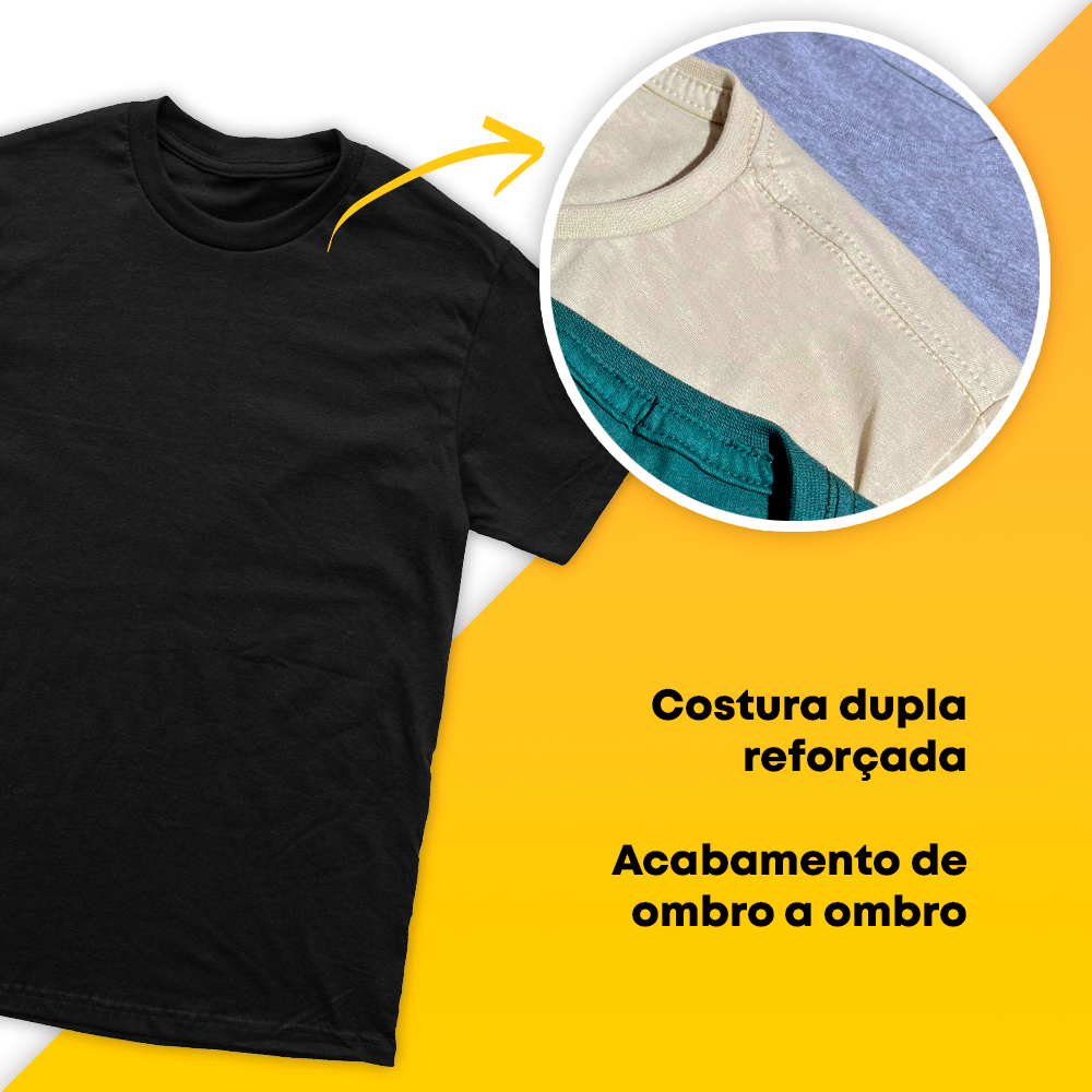 Camiseta 100% algodão T-Shirt 30.1 + ESTAMPADA FRENTE E COSTA Penteado