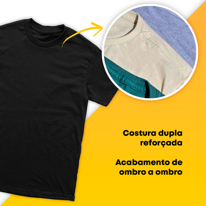 Camiseta 100% algodão T-Shirt 30.1 + ESTAMPADA FRENTE E COSTA Penteado