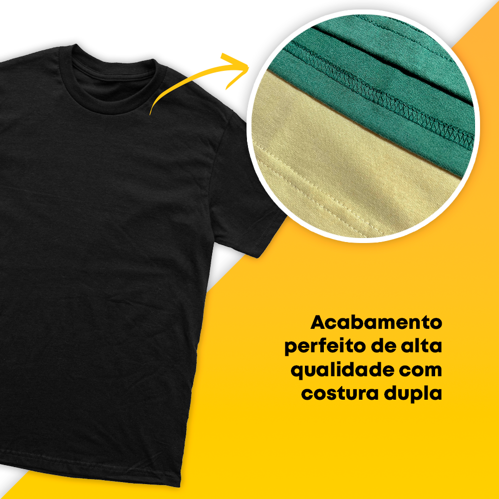 Camiseta 100% algodão T-Shirt 30.1 + ESTAMPADA FRENTE E COSTA Penteado