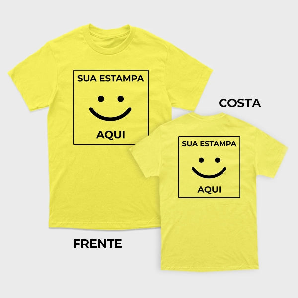 Camiseta 100% algodão T-Shirt 30.1 + ESTAMPADA FRENTE E COSTA Penteado