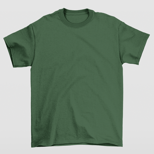 Camiseta Verde Militar 100% algodão T-Shirt 30.1 Penteado