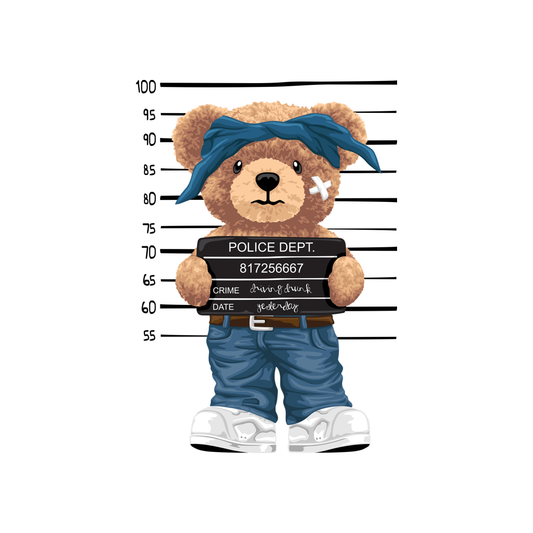 Estampa Aplicável DTF Teddy Bear Police Dept Arrested