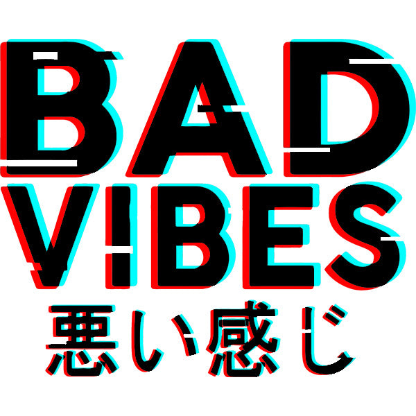 estampa em DTF bad vibes com letras orientais 