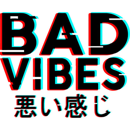 estampa em DTF bad vibes com letras orientais 
