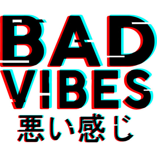 estampa em DTF bad vibes com letras orientais 