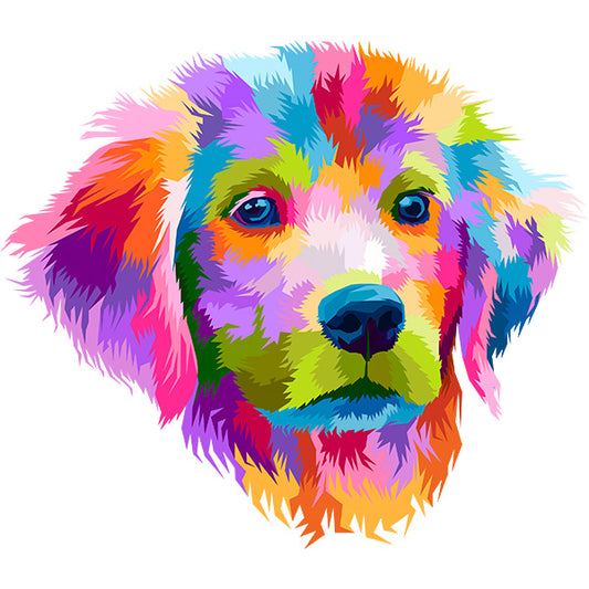 Estampa Aplicável DTF Cachorro Colorido Pintura Pet Dog