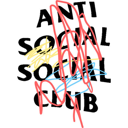 Estampa Aplicável DTF Anti Social Rasbisco Colorido