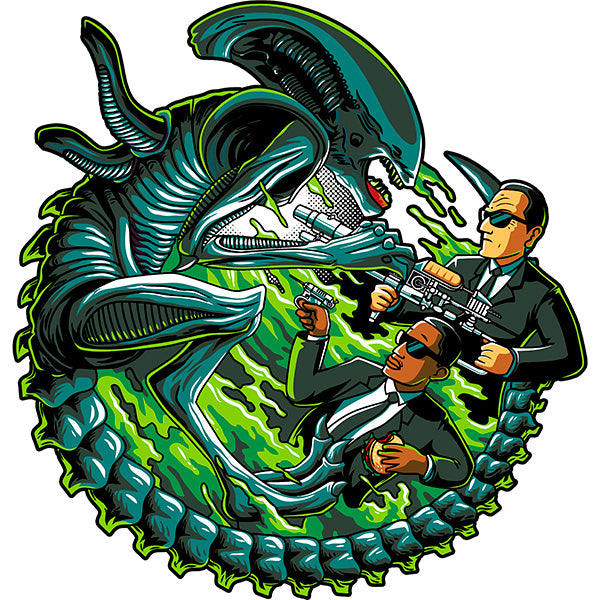 Estampa Aplicável Alien ET vs Homens de Preto