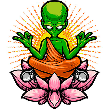 Estampa Aplicável Alien Budista Meditando
