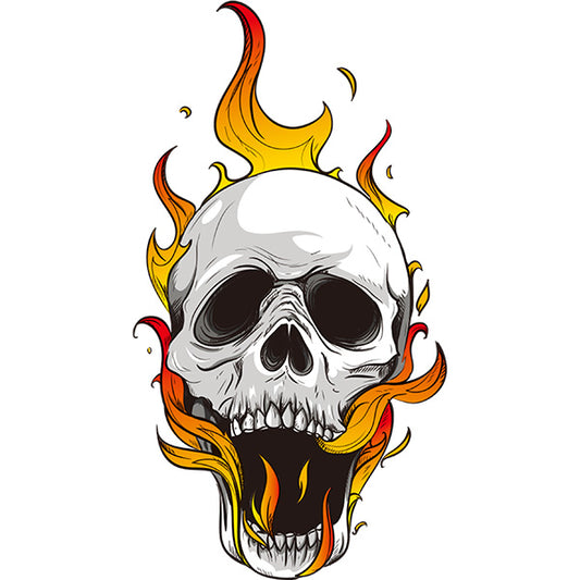Estampa Aplicável DTF Caveira Flames Fogo