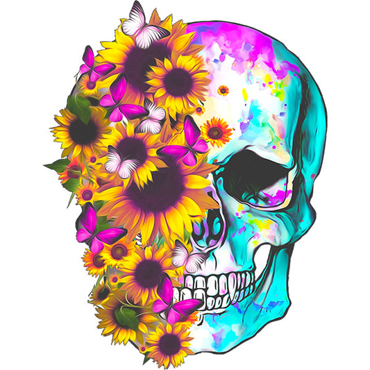 Estampa Aplicável DTF Caveira Floral Flores