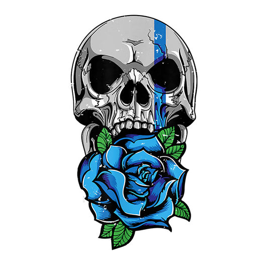 Estampa Aplicável DTF  Caveira Skull Rosa Azul