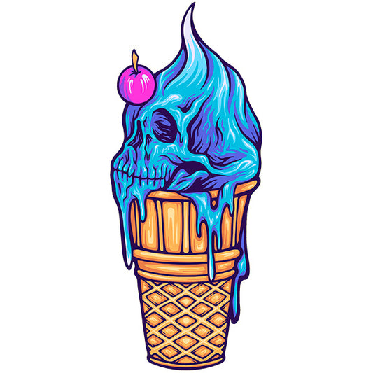 Estampa Aplicável DTF Caveira Ice Cream Gótico