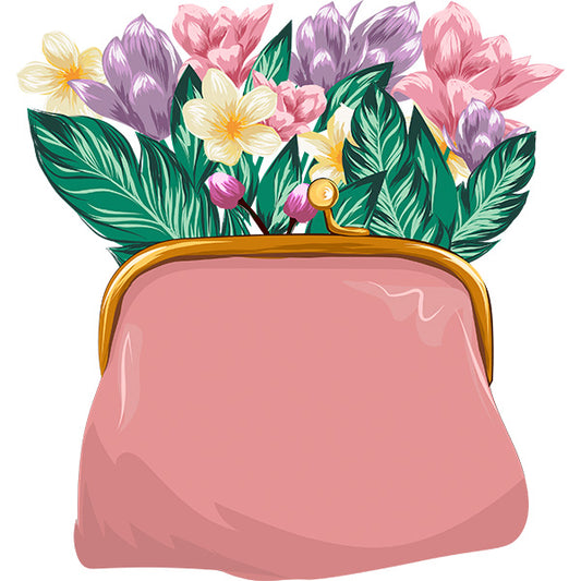 Estampa Aplicável DTF Bolsa com Flores