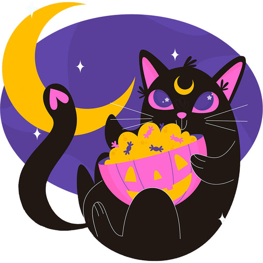 Estampa Aplicável DTF Gatinho Gotico Halloween Pets